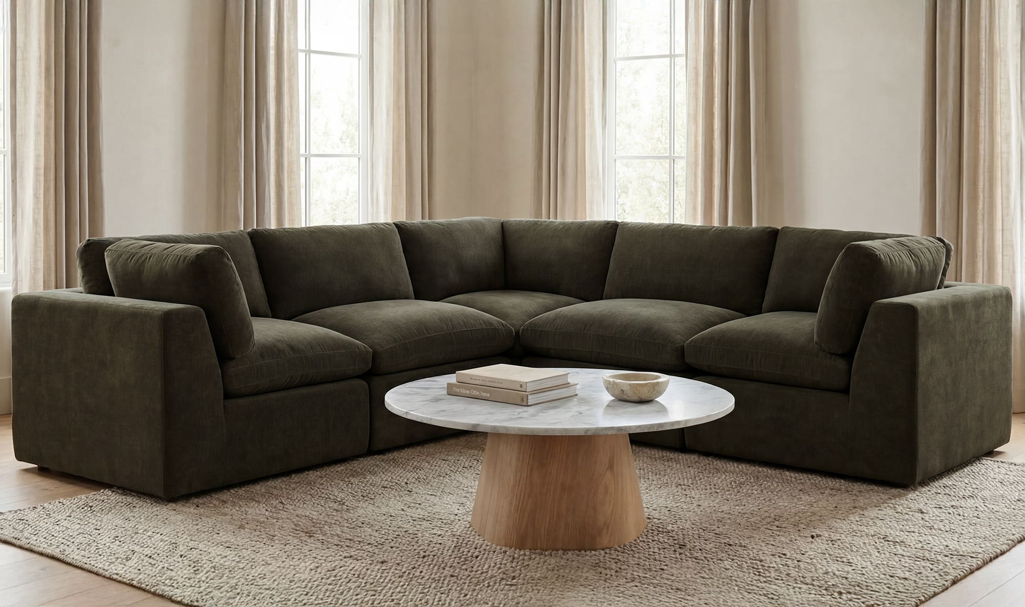 Cates Classic L Modular Sectional Dark Green by Moe's Home Collection - view 7
