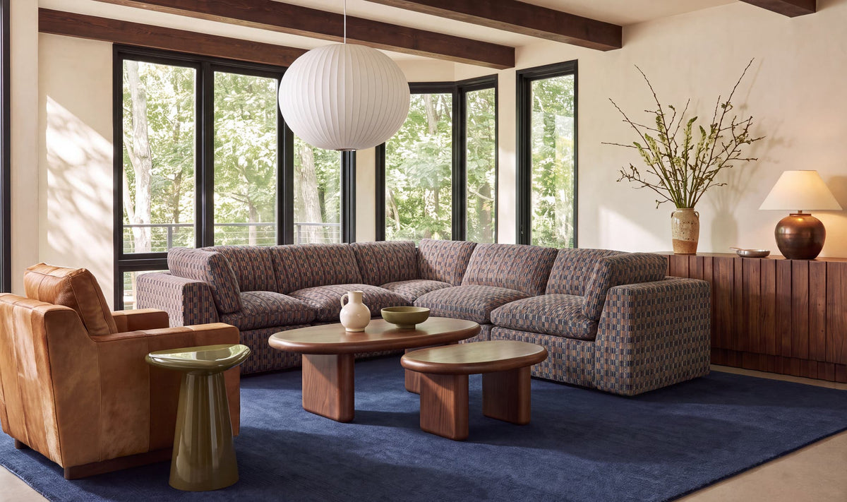 Cates Classic L Modular Sectional Navy And Brown by Moe's Home Collection - view 3