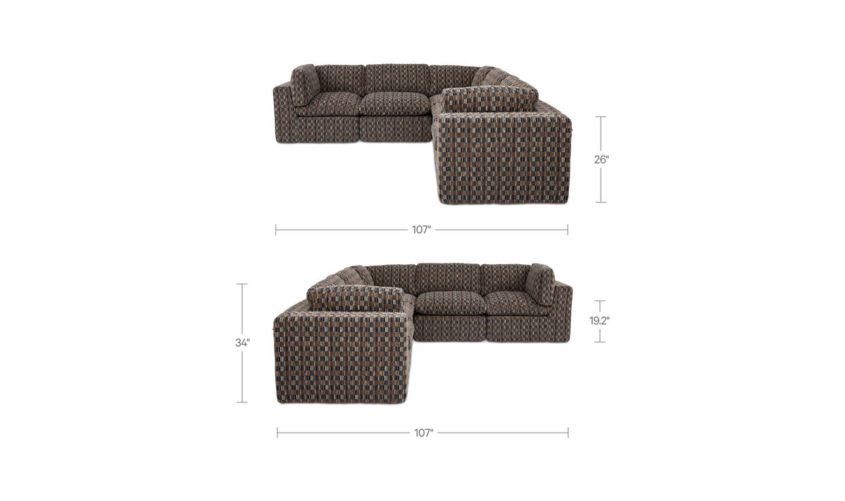 Cates Classic L Modular Sectional Navy And Brown by Moe's Home Collection - view 9