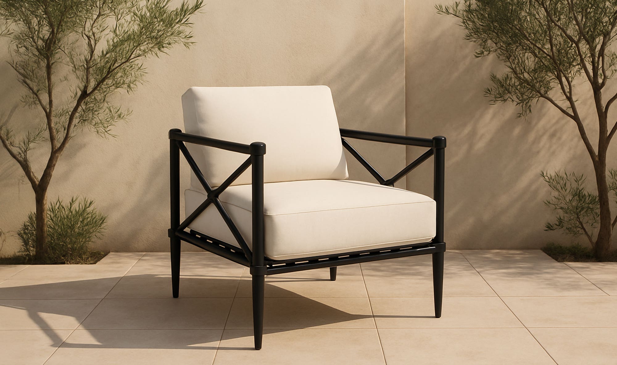 Willow Outdoor Accent Chair Cream by Moe's Home Collection - view 5