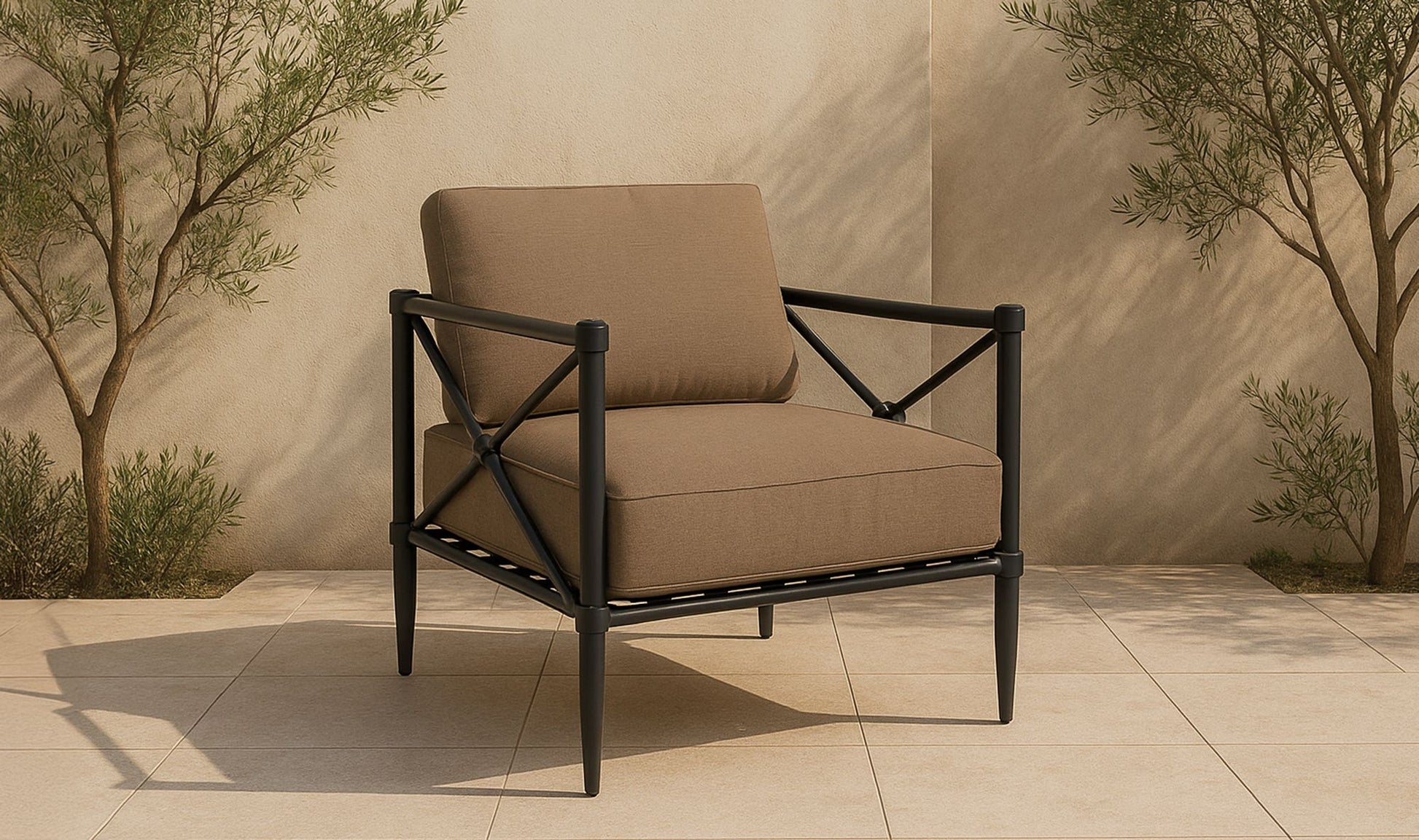Willow Outdoor Accent Chair Light Brown by Moe's Home Collection - view 5