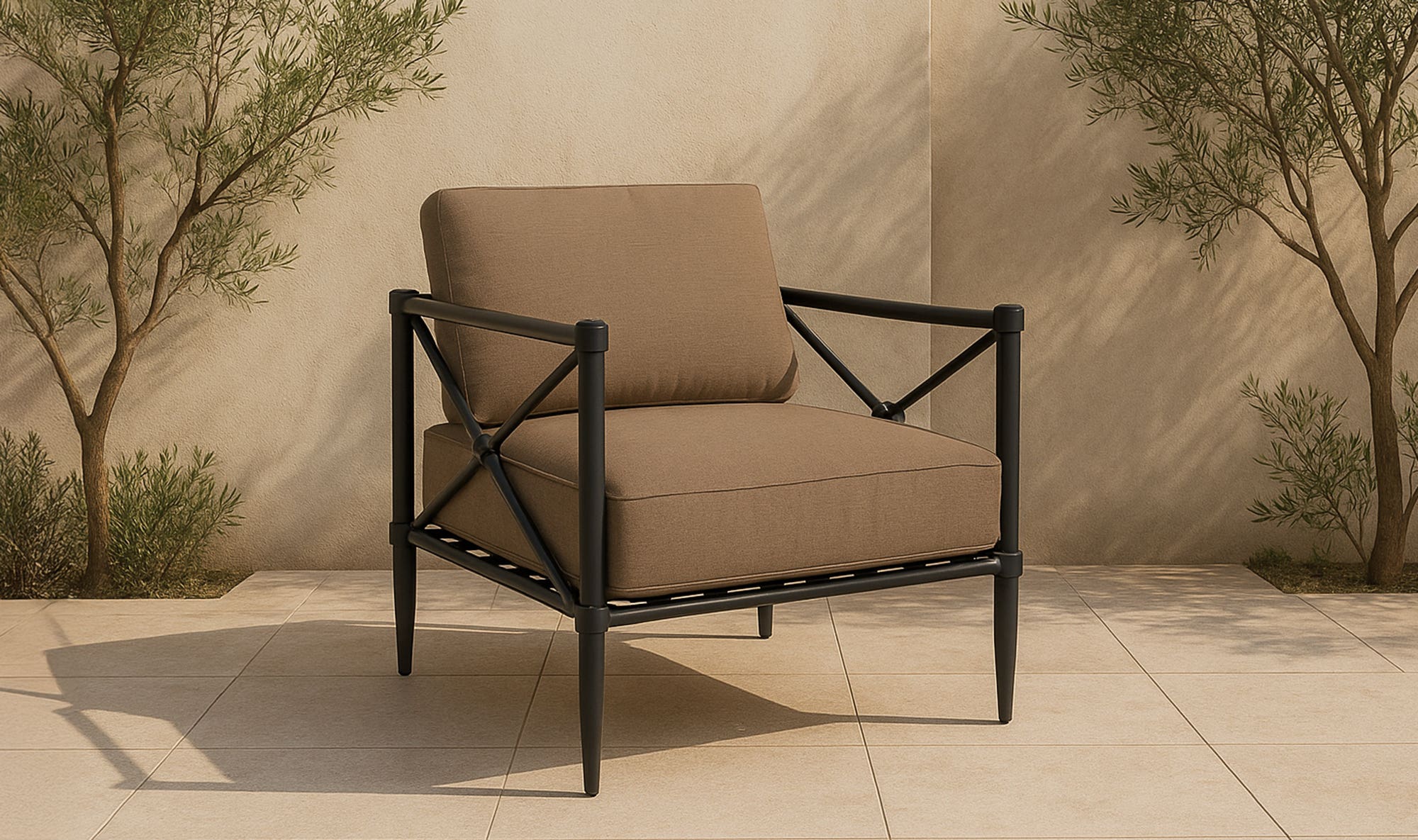 Willow Outdoor Accent Chair Light Brown by Moe's Home Collection - view 5
