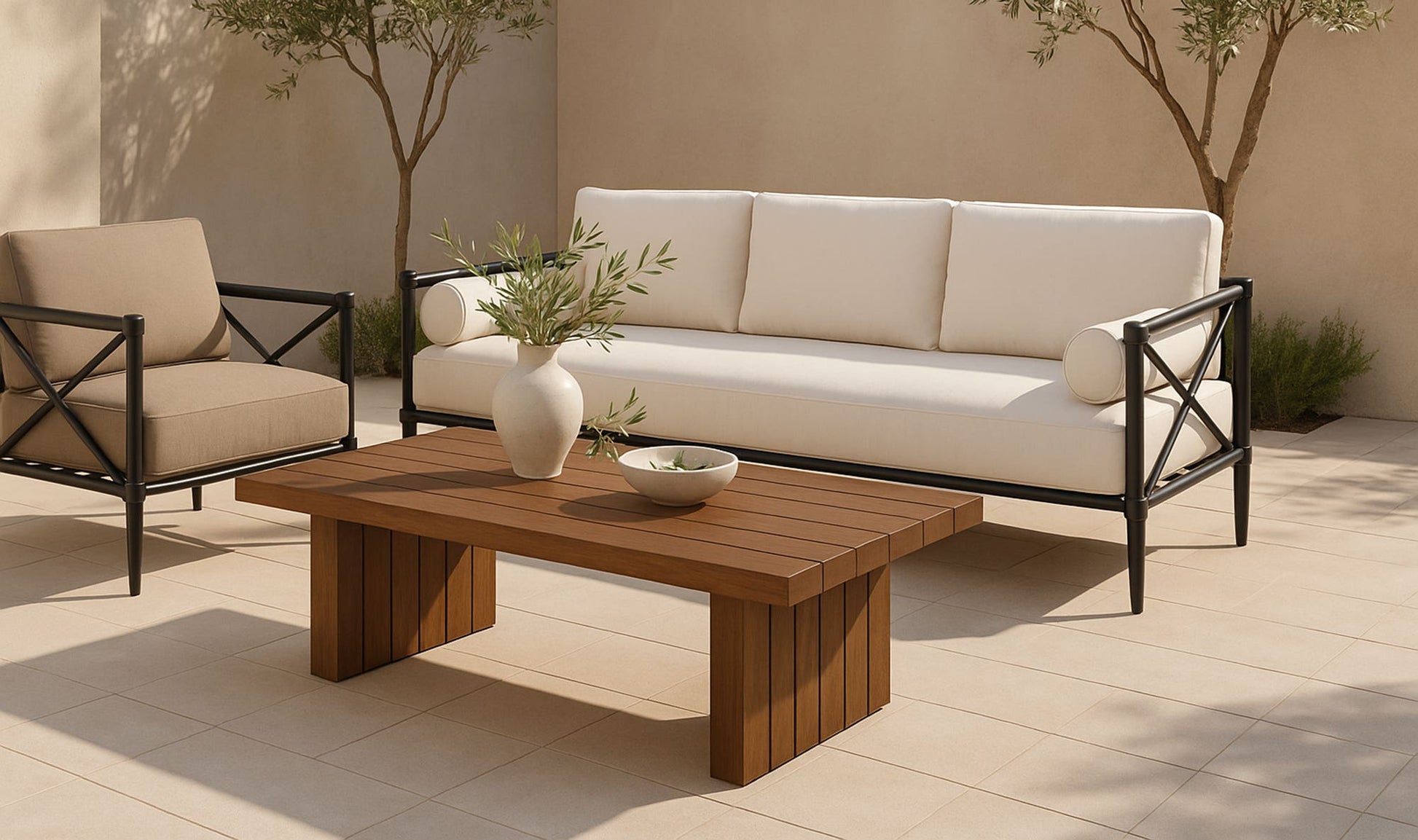Willow Outdoor Sofa Cream by Moe's Home Collection - view 5