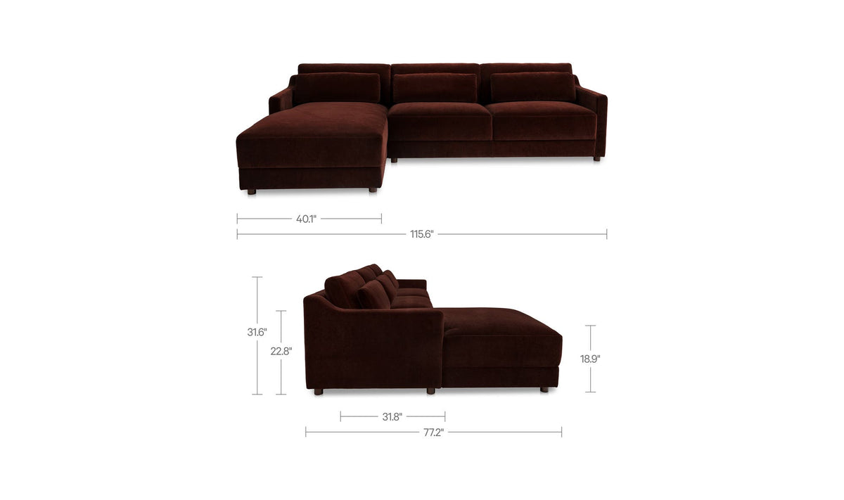 Imogen Sectional Bordeaux Left by Moe's Home Collection - view 13