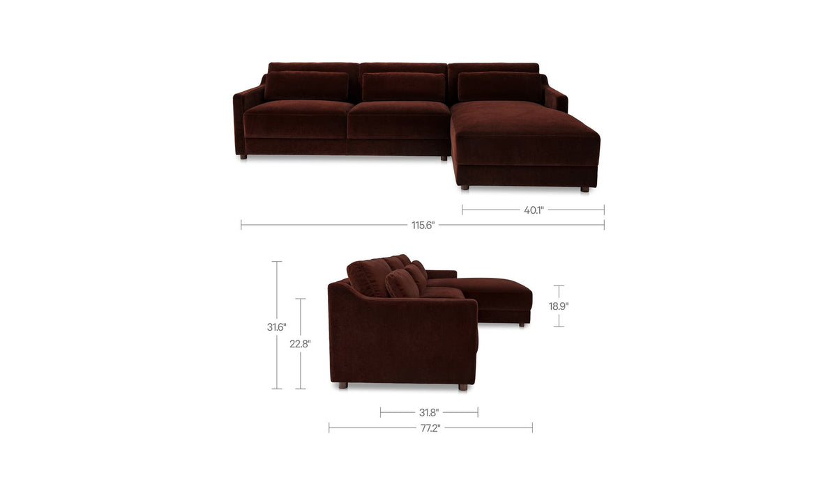 Imogen Sectional Bordeaux Right by Moe's Home Collection - view 10
