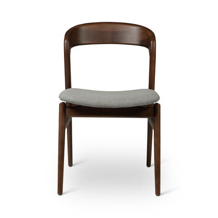 Modern Brazilian Velma Side Chair Essence Grey Seat - Nogal Frame