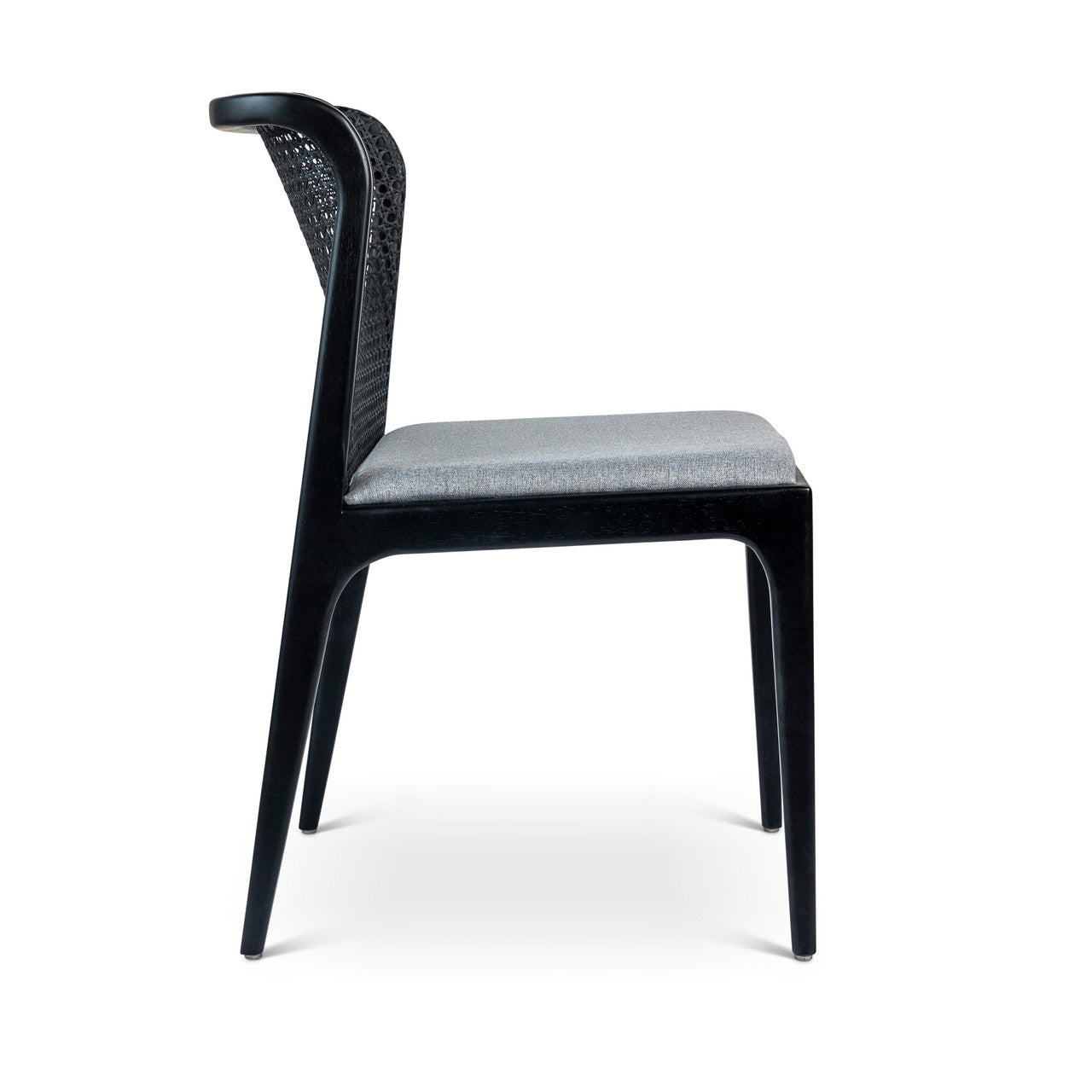 Modern Brazilian - Eloa - Cane Side Chair - Essence Grey Seat - Ebano Frame - Ebano Cane Webbing