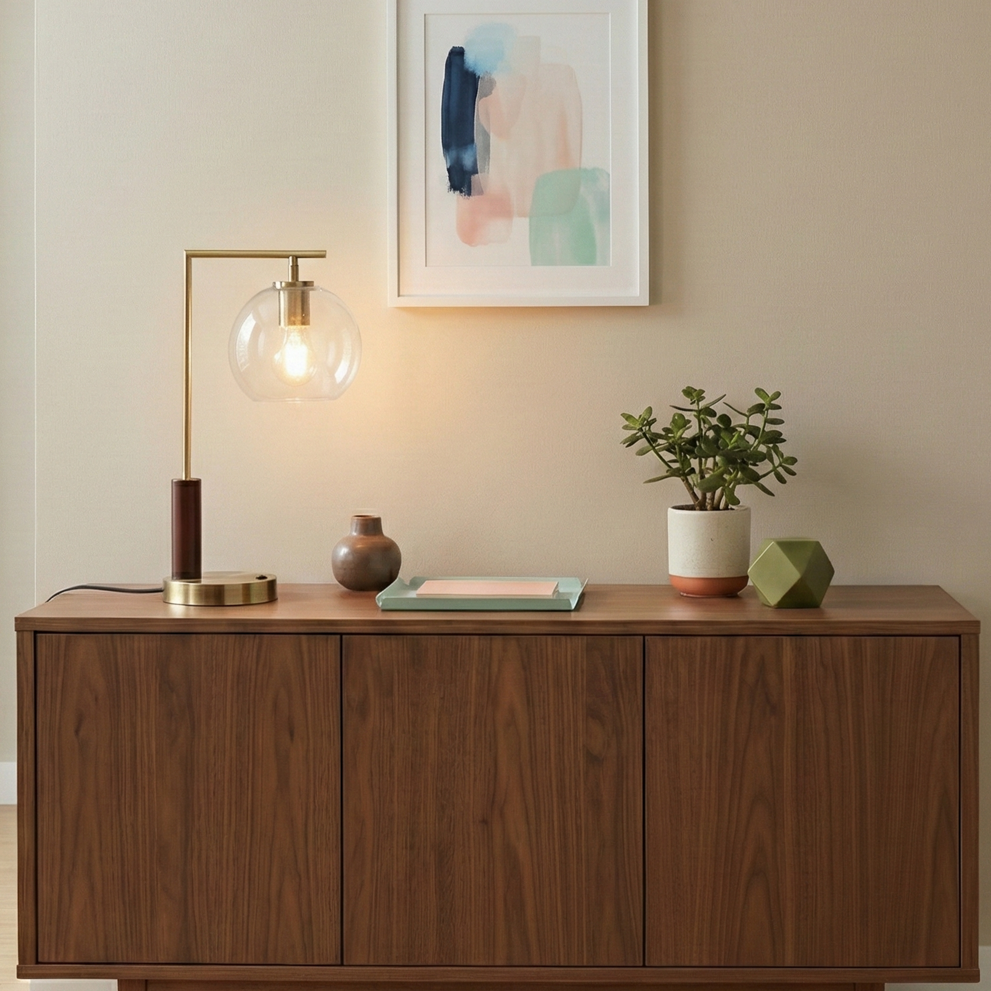 Wander Table Lamp | Bronze Right Angle Frame and Glass Globe