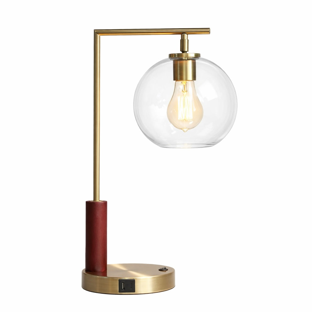 Wander Table Lamp | Bronze Right Angle Frame and Glass Globe