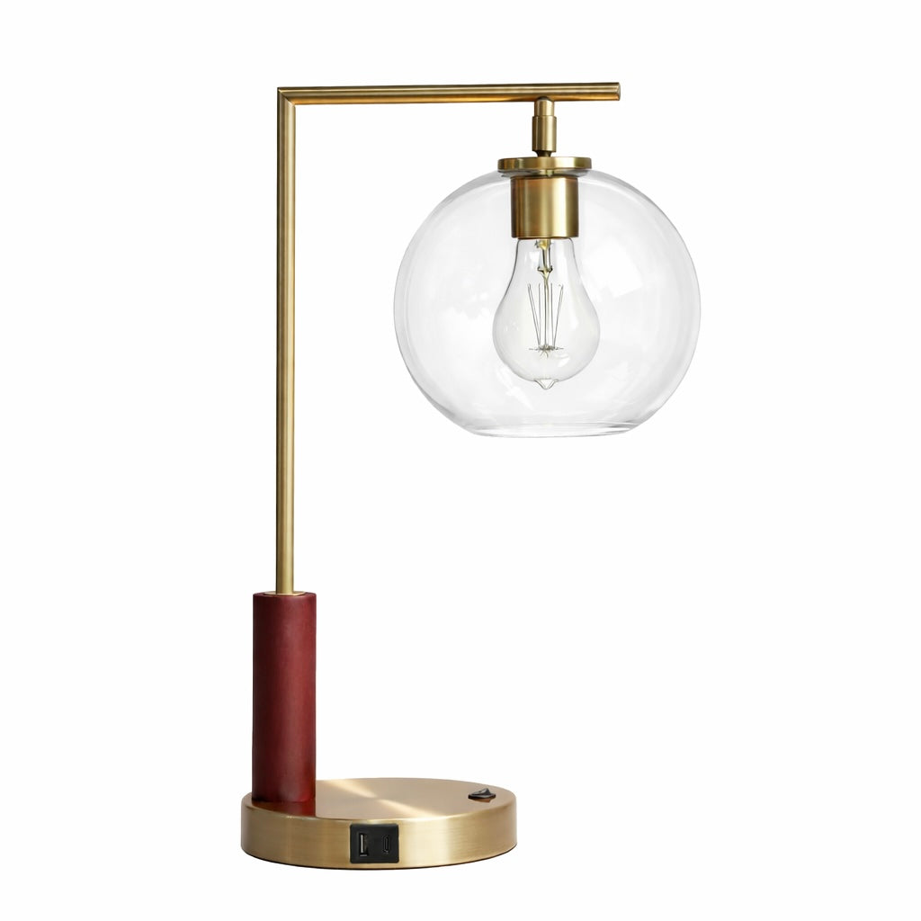 Wander Table Lamp | Bronze Right Angle Frame and Glass Globe