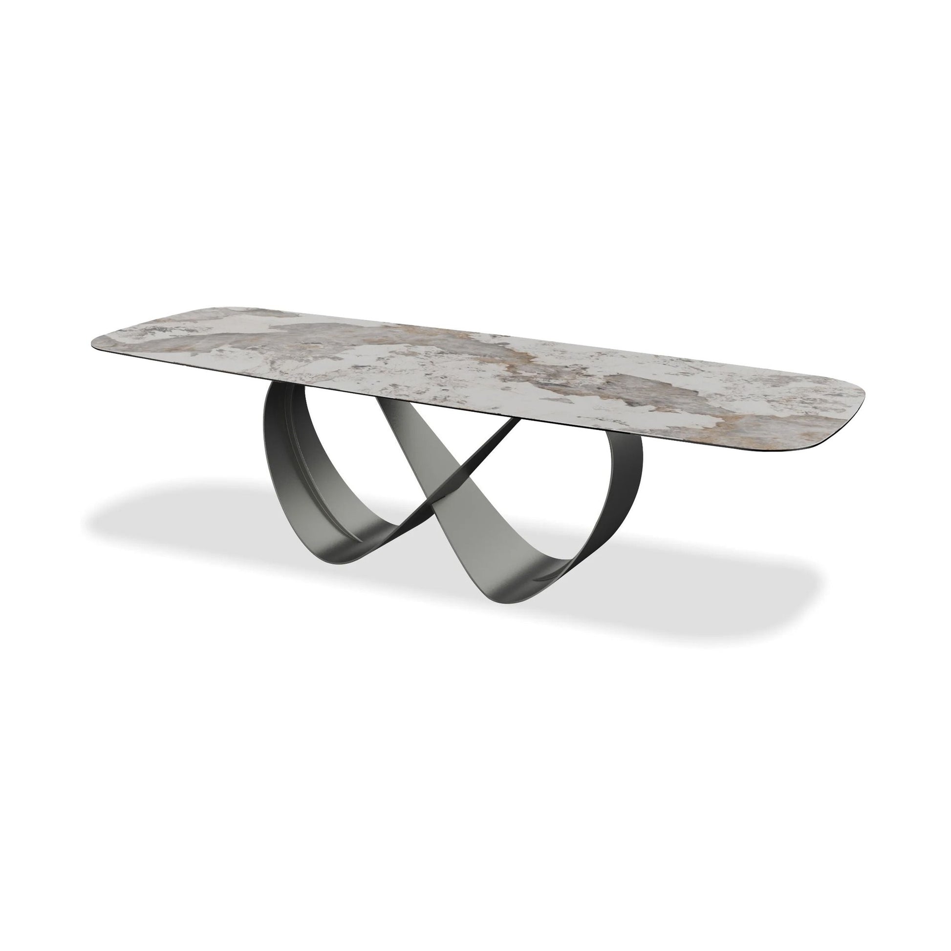 Wave 103" Dining Table Magellano Ceramic Top Black Powder Coated Steel Base by Mobital - image 1