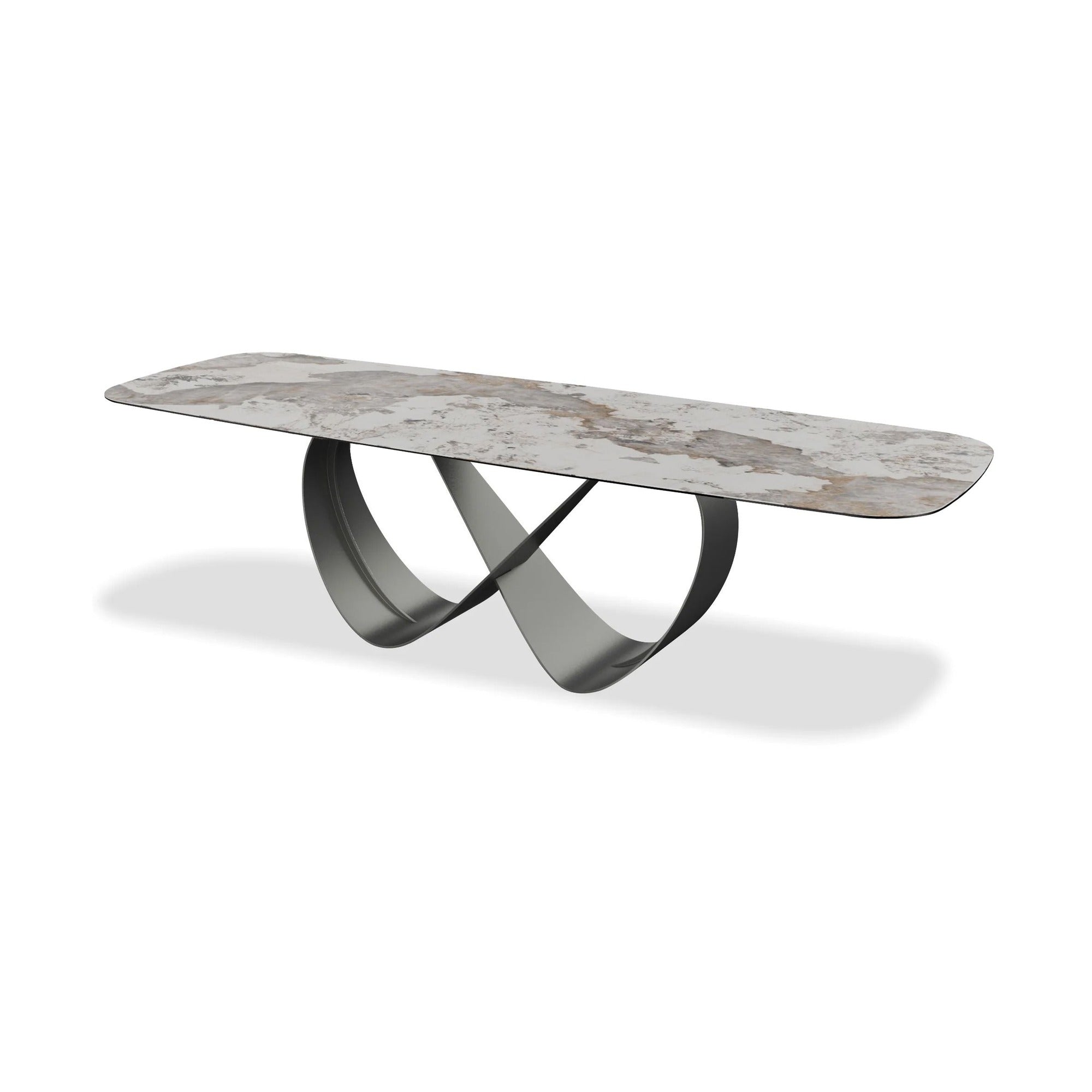 Wave 103" Dining Table Magellano Ceramic Top Black Powder Coated Steel Base by Mobital - image 1