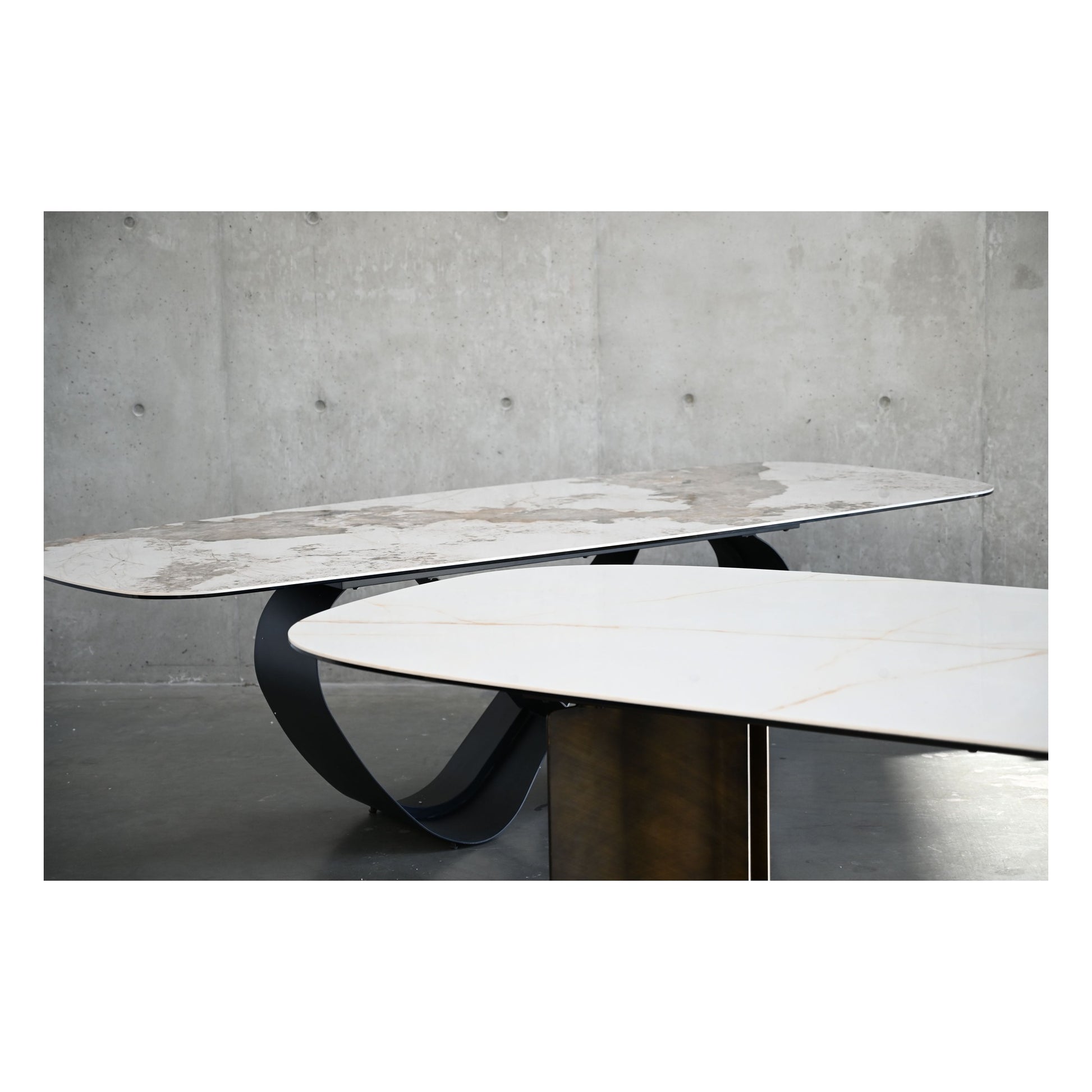 Wave 103" Dining Table Magellano Ceramic Top Black Powder Coated Steel Base by Mobital - image 2