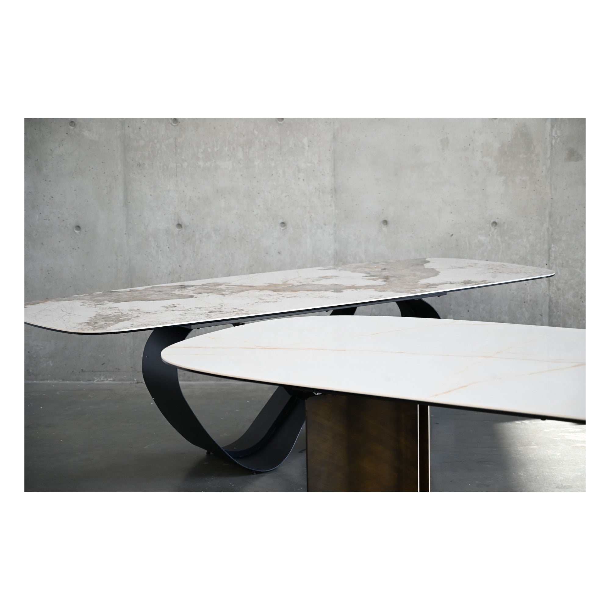 Wave 103" Dining Table Magellano Ceramic Top Black Powder Coated Steel Base by Mobital - image 2