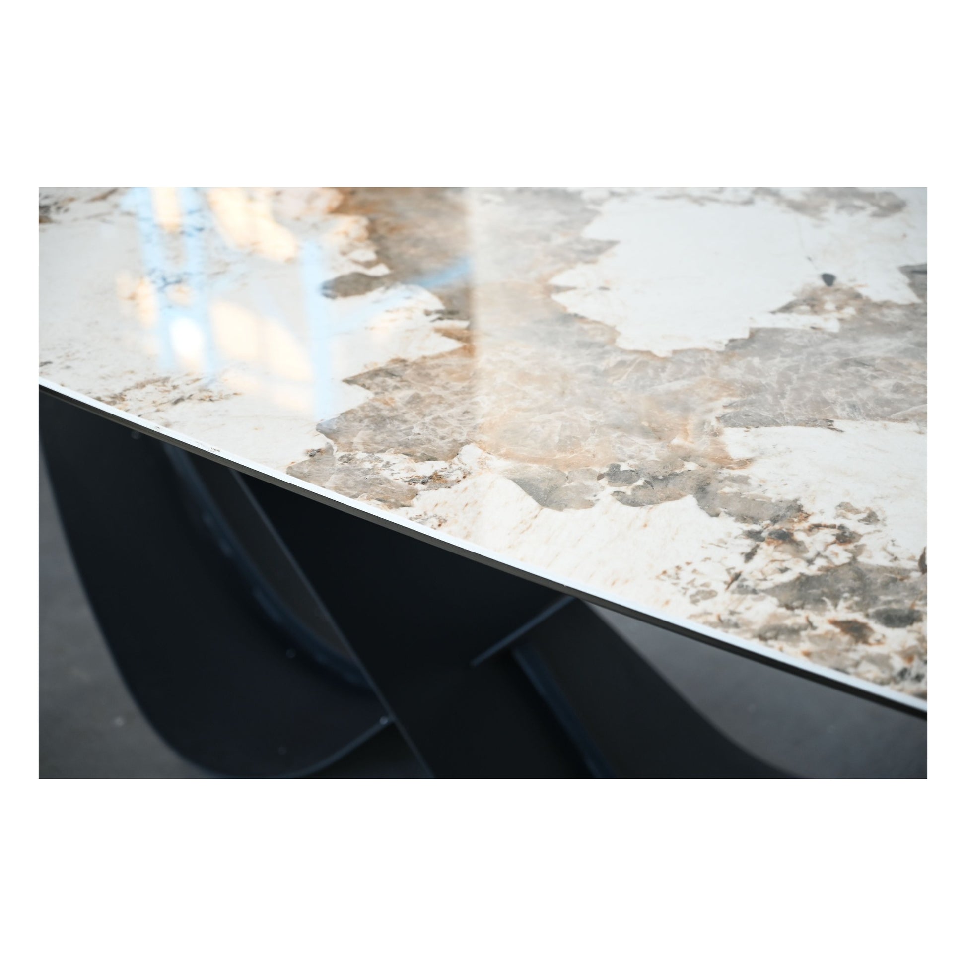 Wave 103" Dining Table Magellano Ceramic Top Black Powder Coated Steel Base by Mobital - image 4