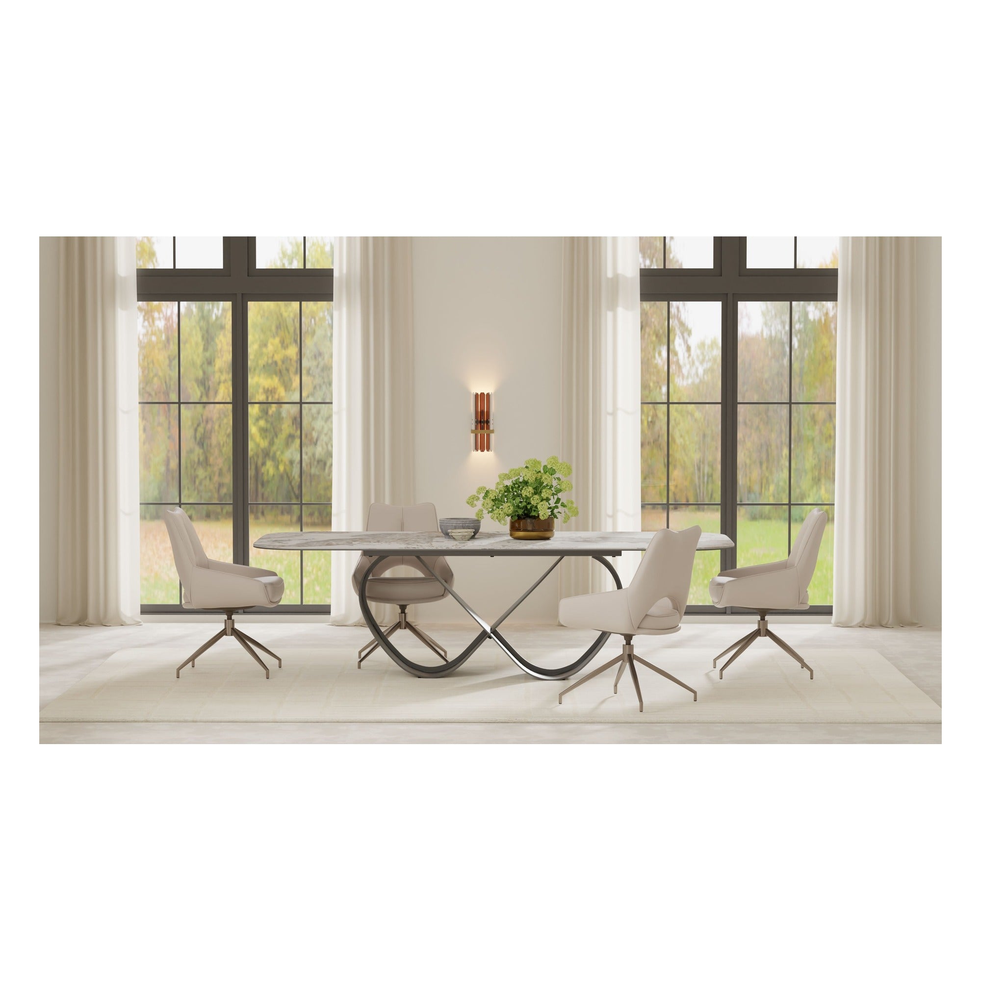 Wave 103" Dining Table Magellano Ceramic Top Black Powder Coated Steel Base by Mobital - image 5