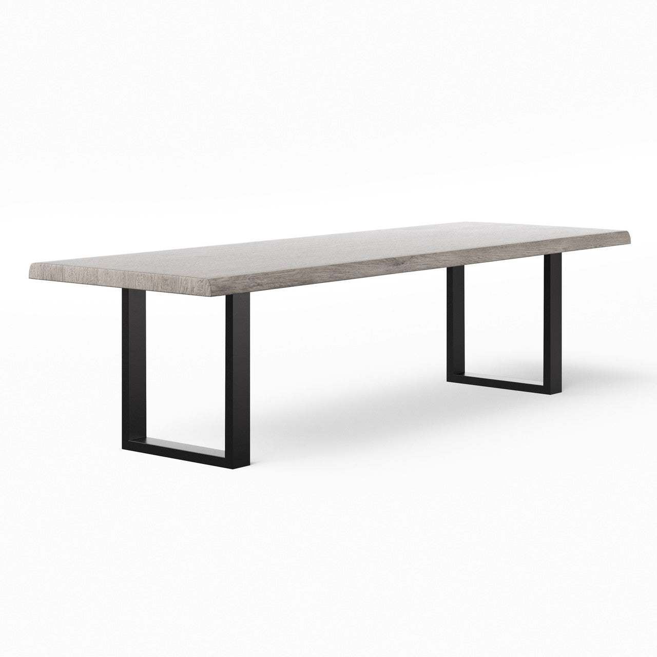 Brooks - Dining Table - U Base - 40" x 116" - Sandblasted Grey Top - Black Base