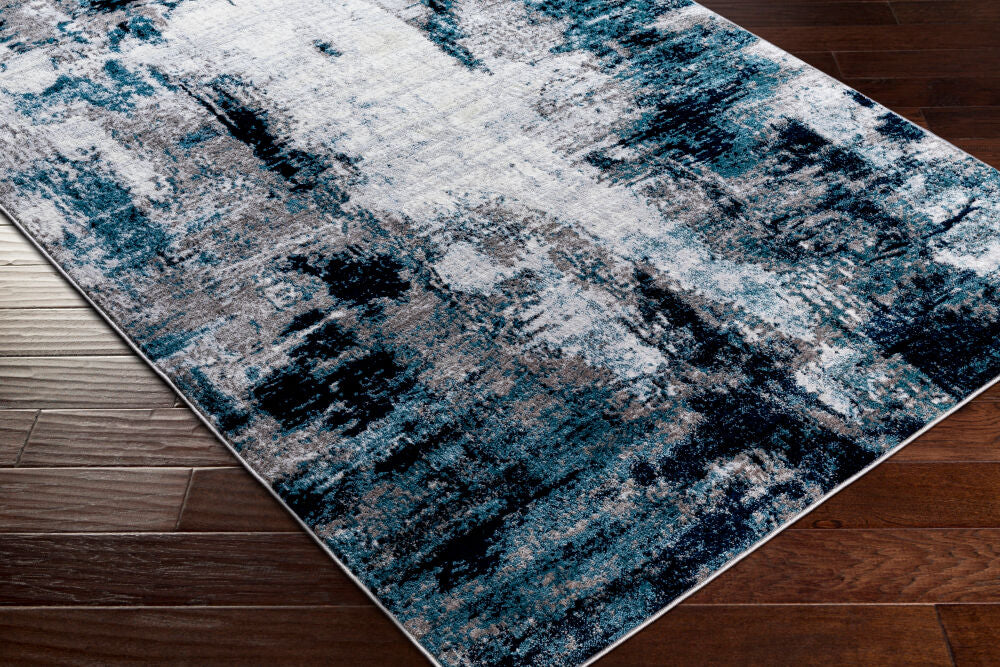 Wanderlust Black/White Machine Woven Rug - corner