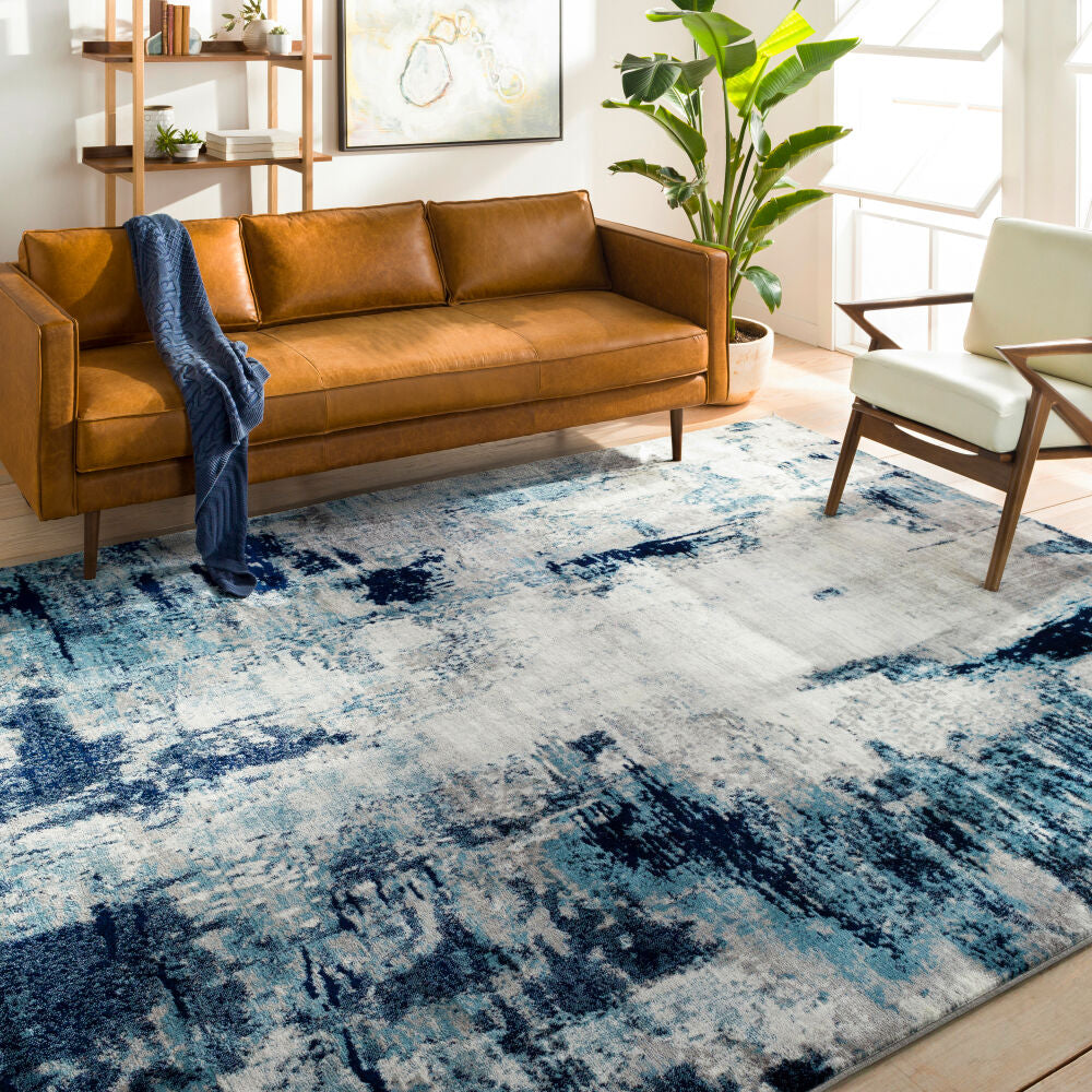 Wanderlust Black/White Machine Woven Rug - roomscene