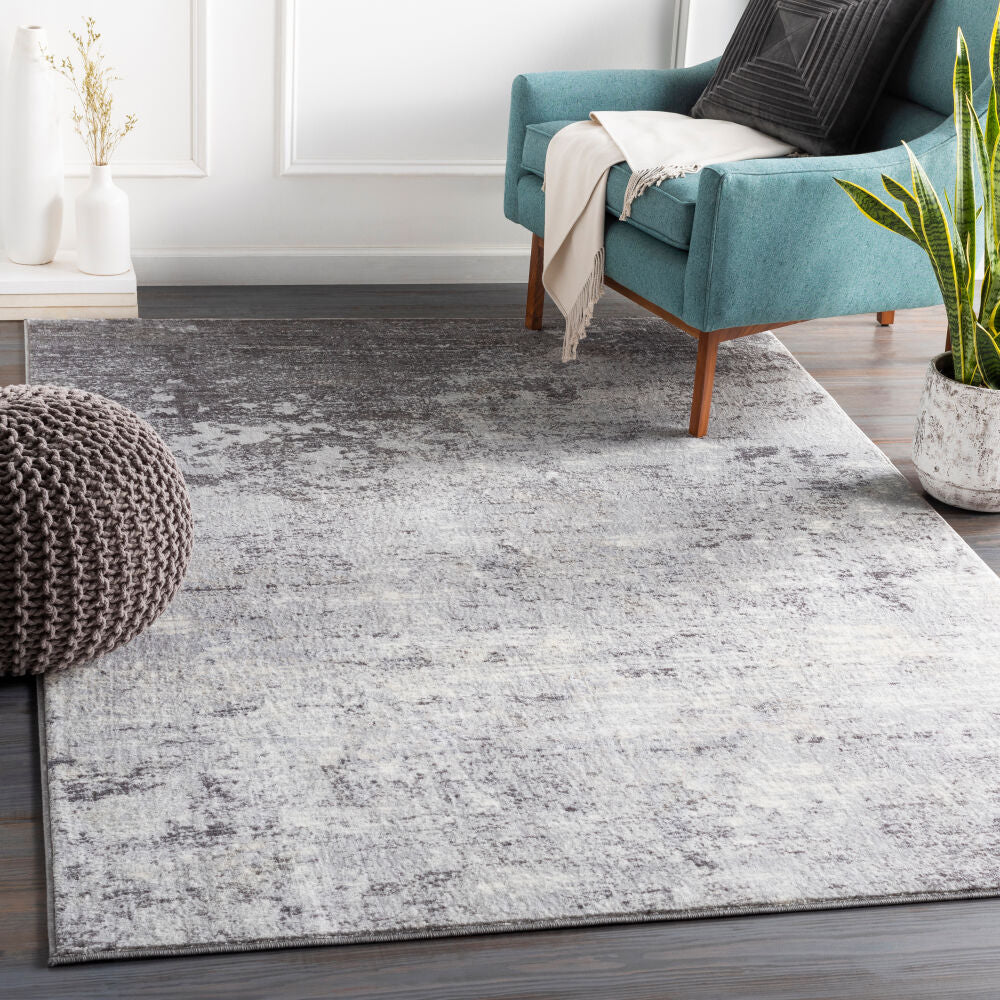 Wanderlust Charcoal/White Machine Woven Rug - roomscene