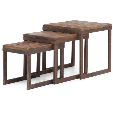 Civic Wood and Metal Coffee Nesting Tables