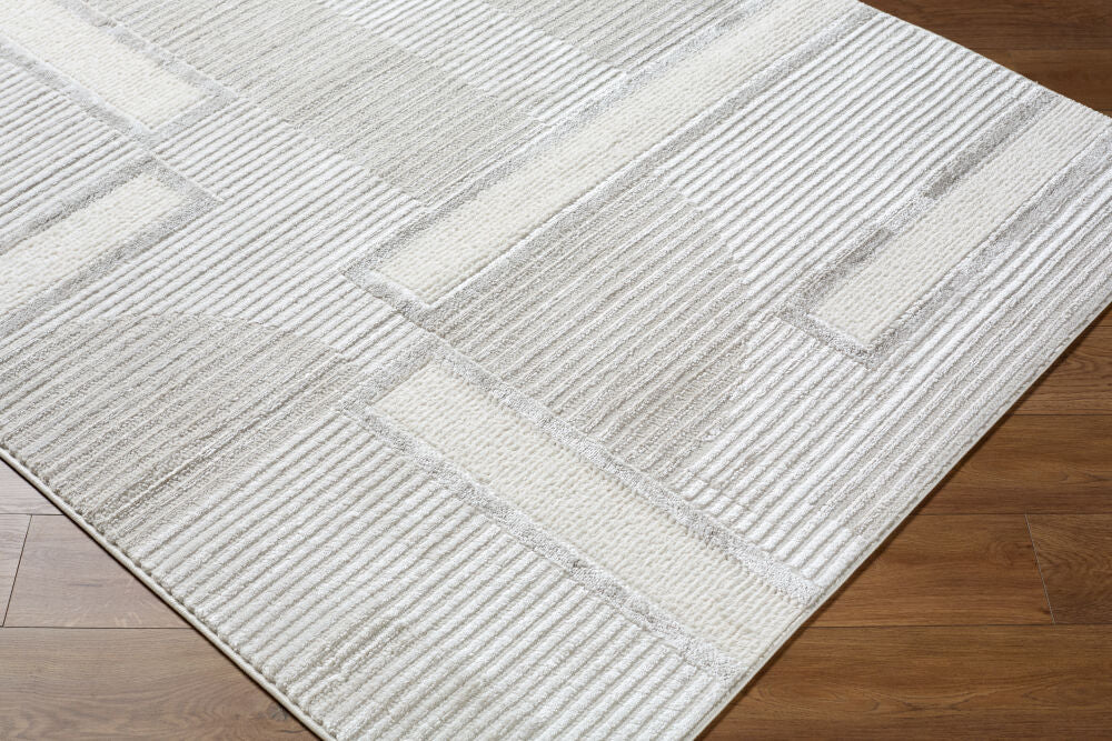 Wolly Cream/White Machine Woven Rug WOY-2300 - corner