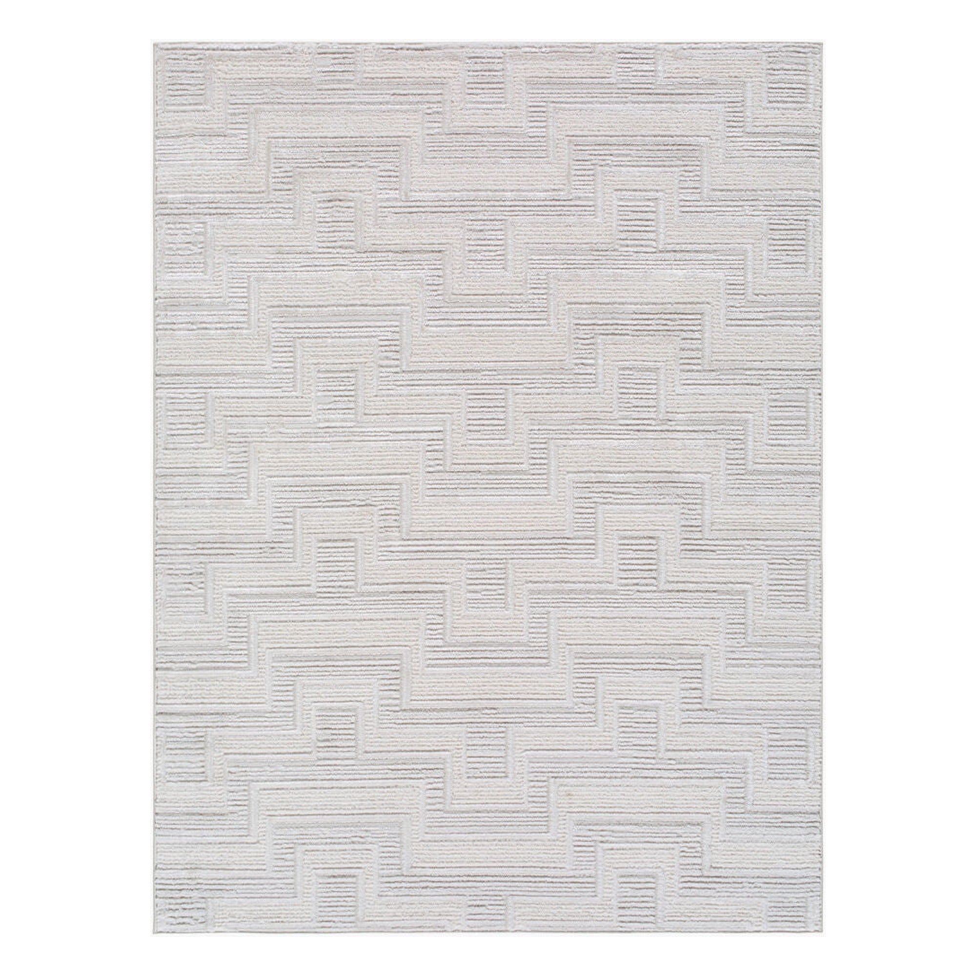 Wolly Cream/White Machine Woven Rug WOY-2301 - 5'3" x 7'