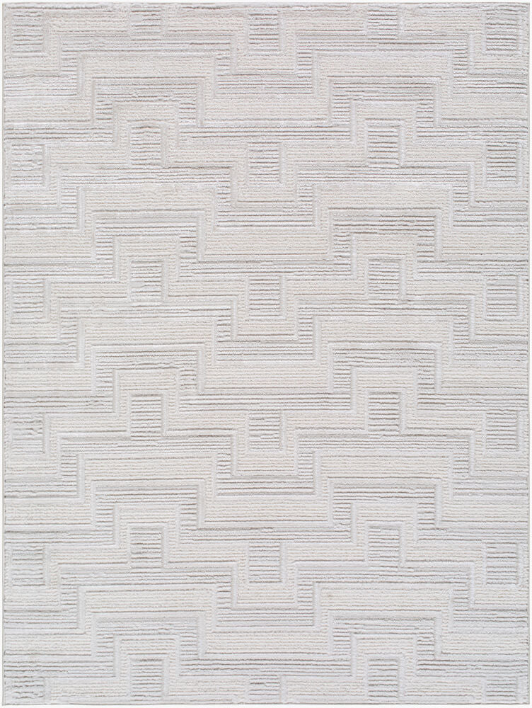 Wolly Cream/White Machine Woven Rug WOY-2301 - 5'3" x 7'