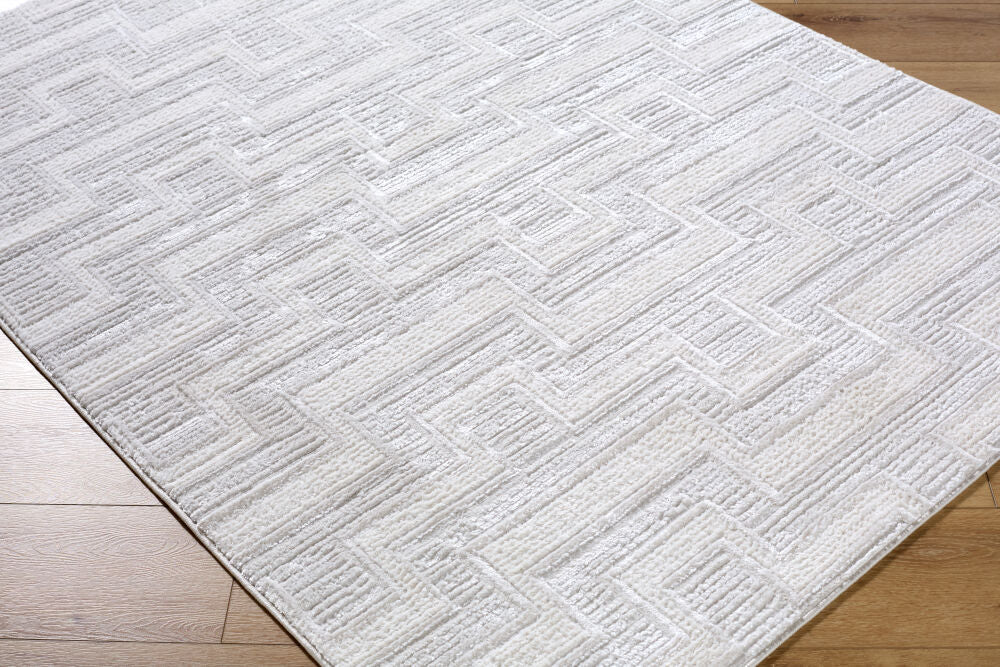 Wolly Cream/White Machine Woven Rug WOY-2301 - corner