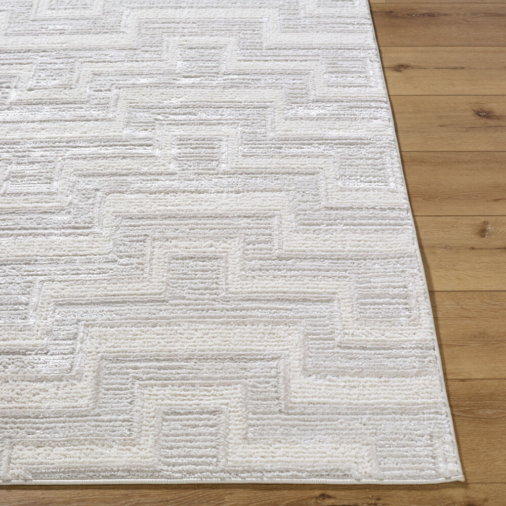 Wolly Cream/White Machine Woven Rug WOY-2301 - front