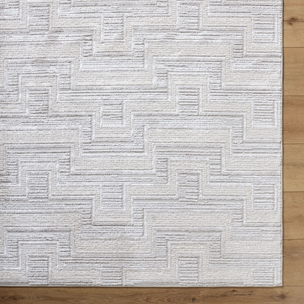 Wolly Cream/White Machine Woven Rug WOY-2301 - overhead