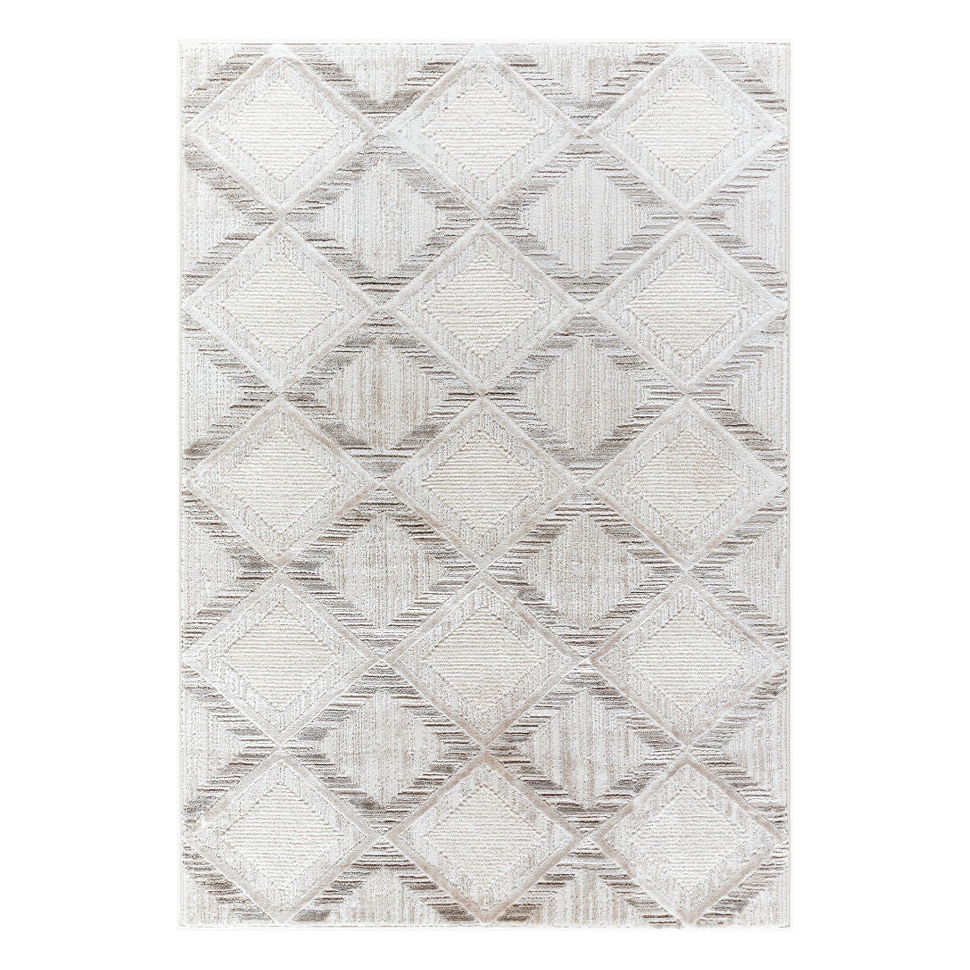 Wolly Cream/White Machine Woven Rug WOY-2302 - 5'3" x 7'