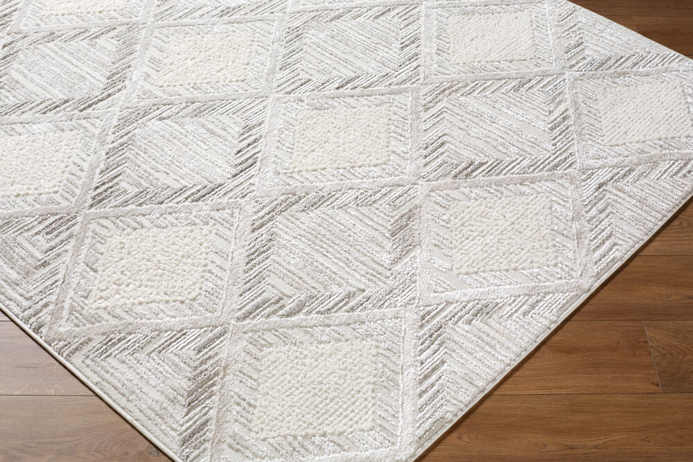 Wolly Cream/White Machine Woven Rug WOY-2302 - corner