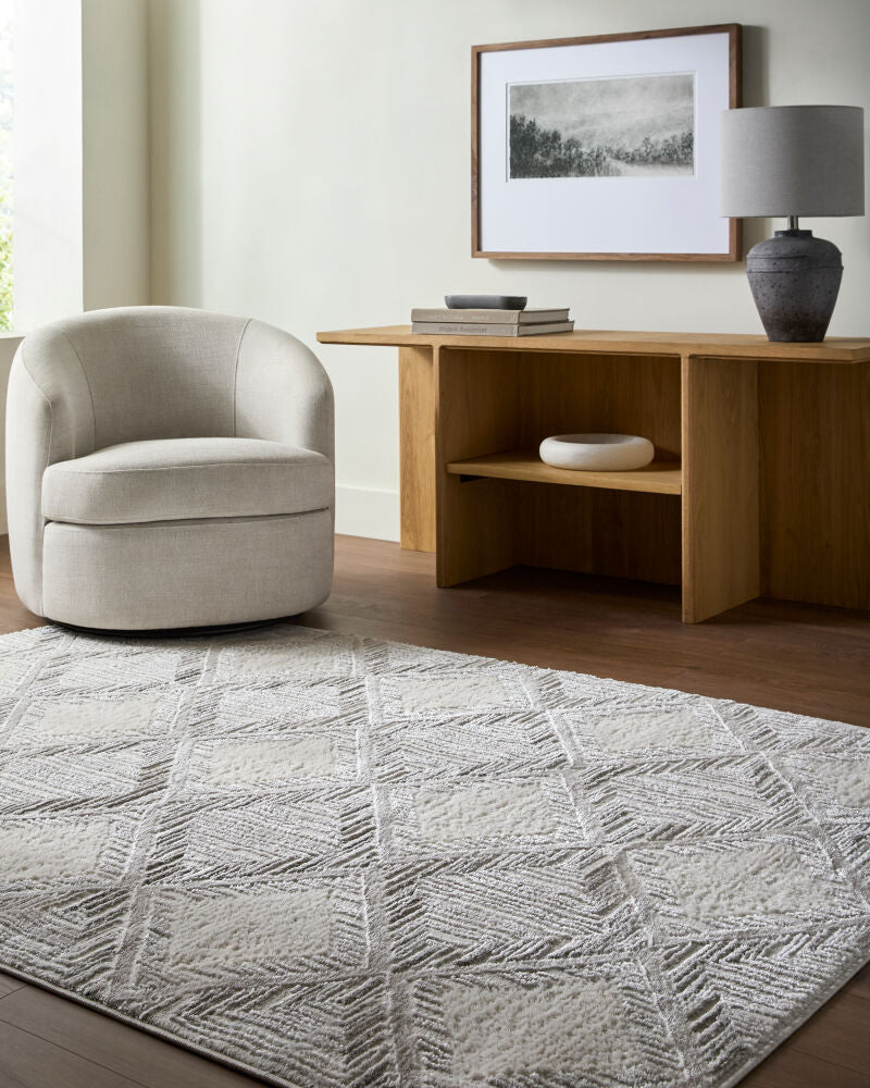 Wolly Cream/White Machine Woven Rug WOY-2302 - roomscene
