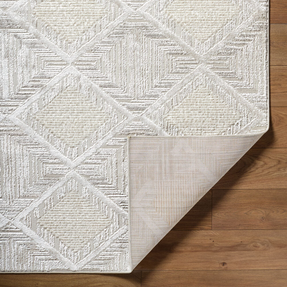 Wolly Cream/White Machine Woven Rug WOY-2302 - fold