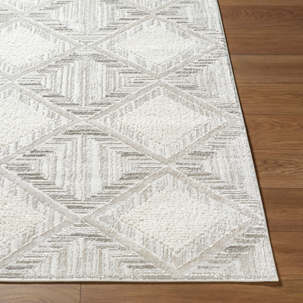 Wolly Cream/White Machine Woven Rug WOY-2302 - front