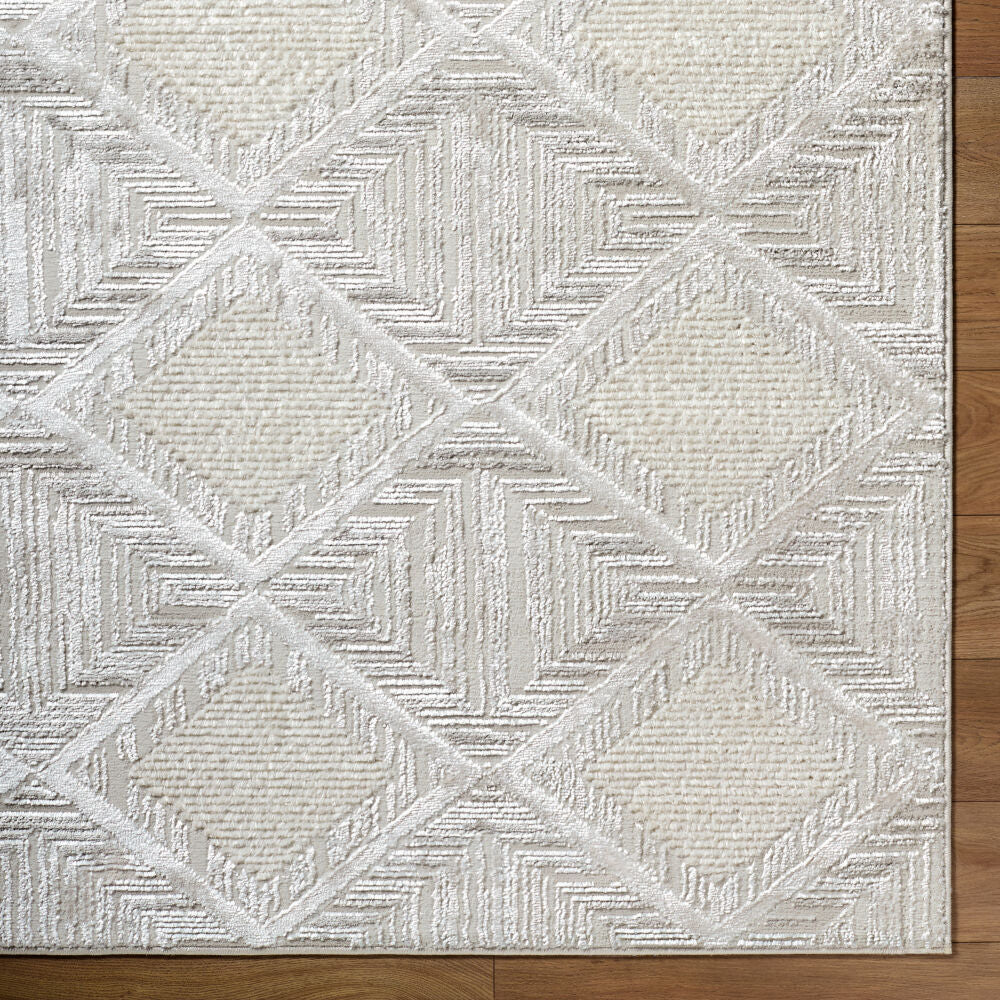 Wolly Cream/White Machine Woven Rug WOY-2302 - overhead
