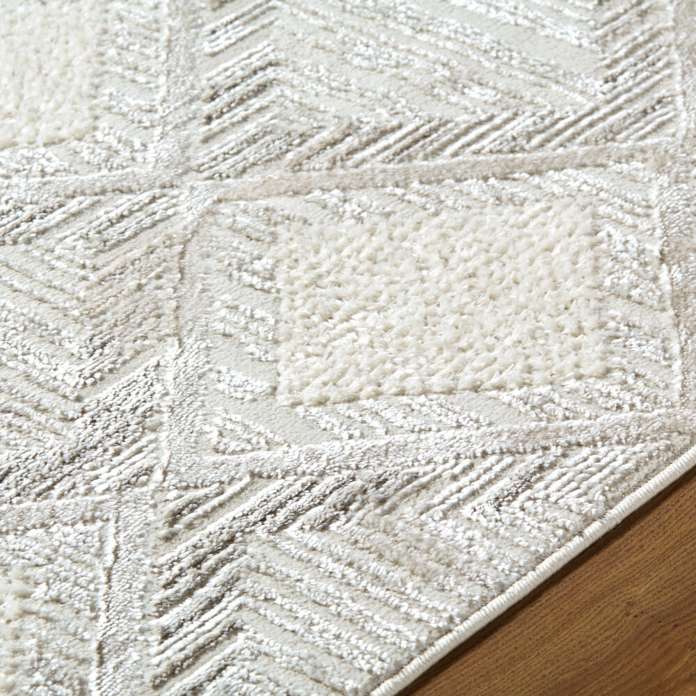 Wolly Cream/White Machine Woven Rug WOY-2302 - texture