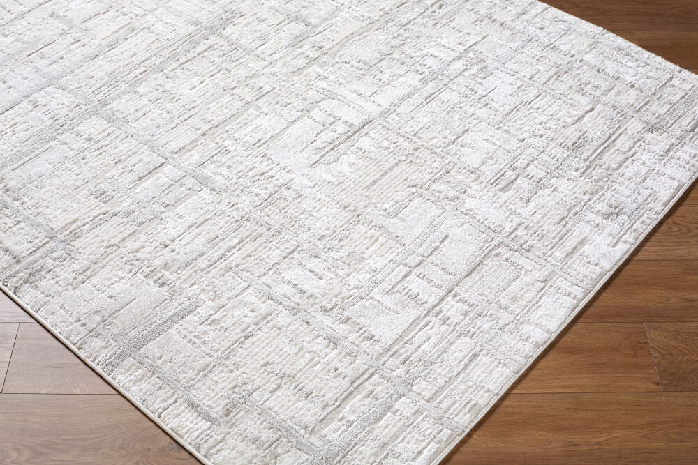 Wolly Cream/White Machine Woven Rug WOY-2303 - corner
