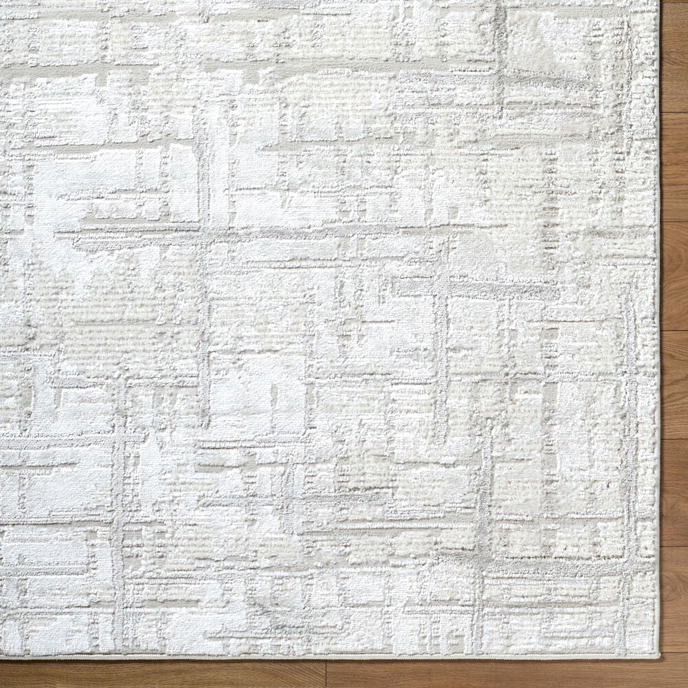 Wolly Cream/White Machine Woven Rug WOY-2303 - overhead