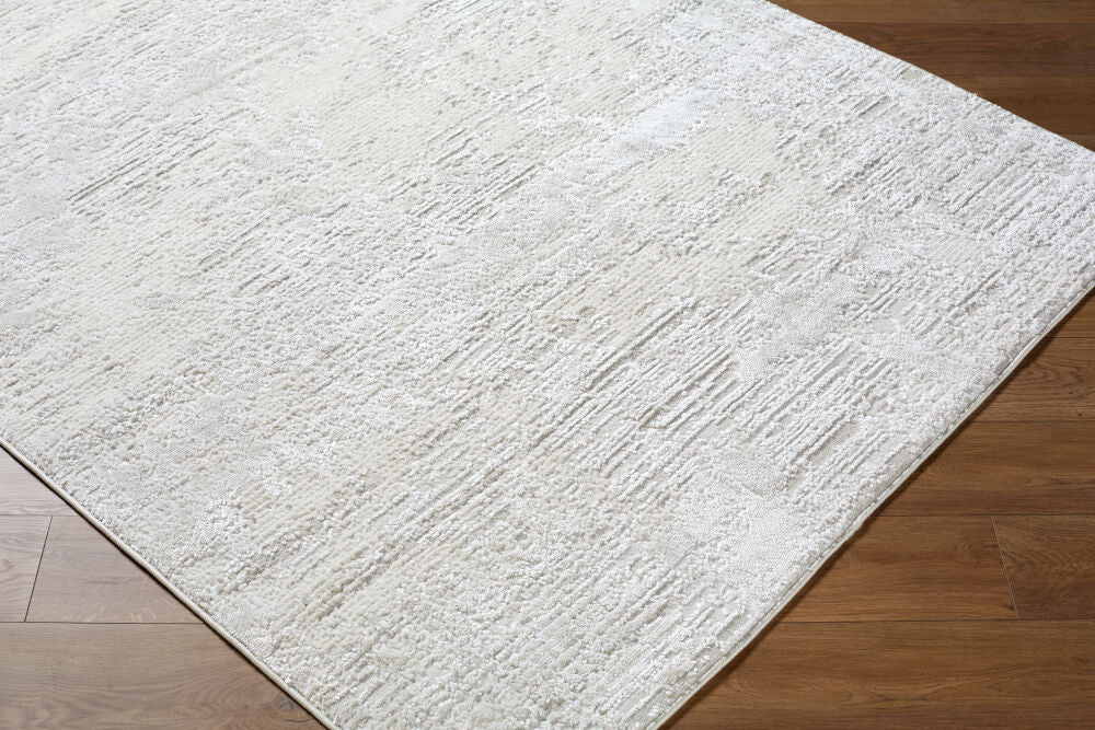 Wolly Cream/White Machine Woven Rug WOY-2305 - corner