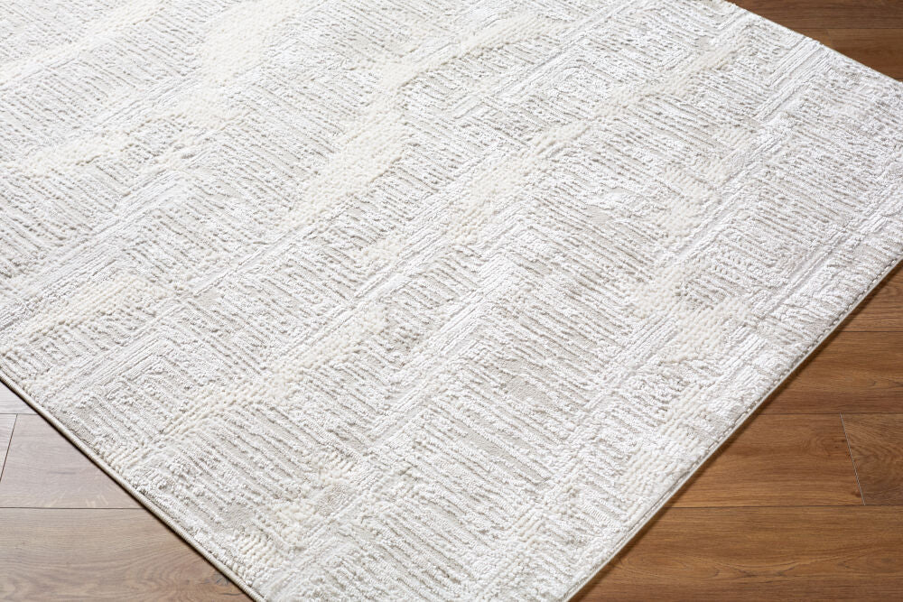 Wolly Cream/White Machine Woven Rug WOY-2306 - corner