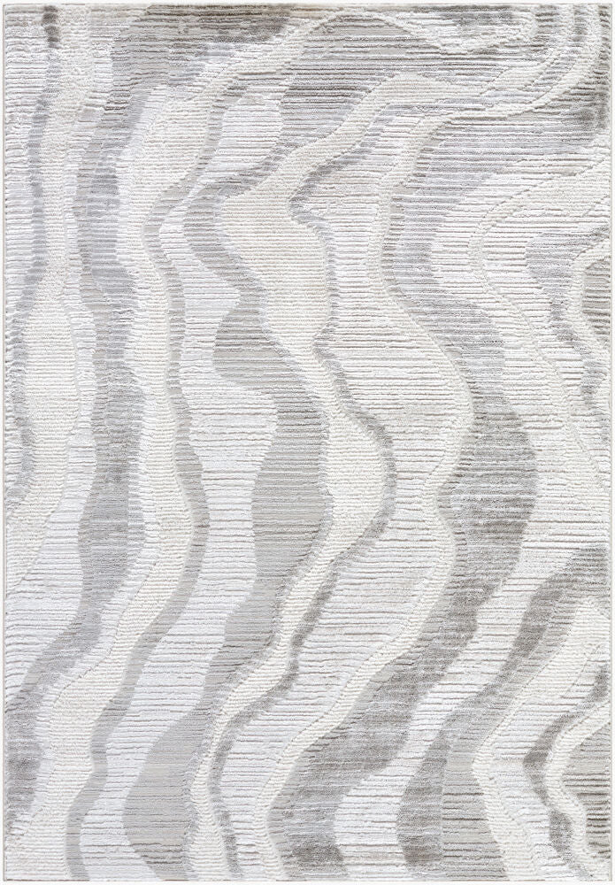 Wolly Cream/White Machine Woven Rug WOY-2307 - 5'3" x 7'