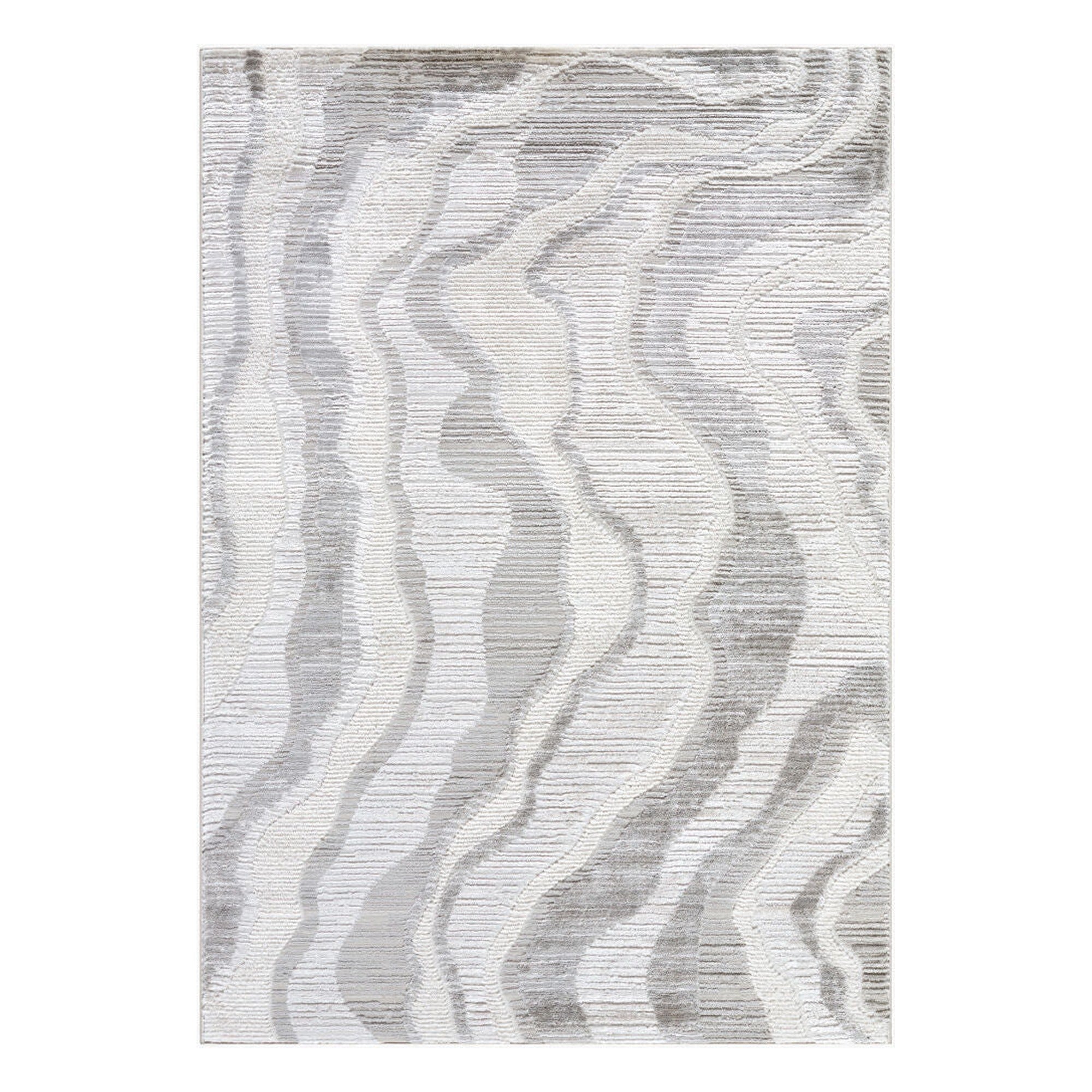 Wolly Cream/White Machine Woven Rug WOY-2307 - 5'3" x 7'
