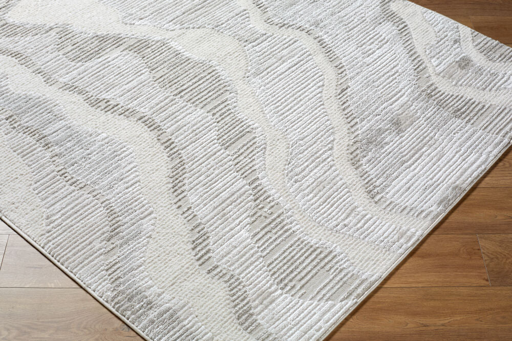 Wolly Cream/White Machine Woven Rug WOY-2307 - corner