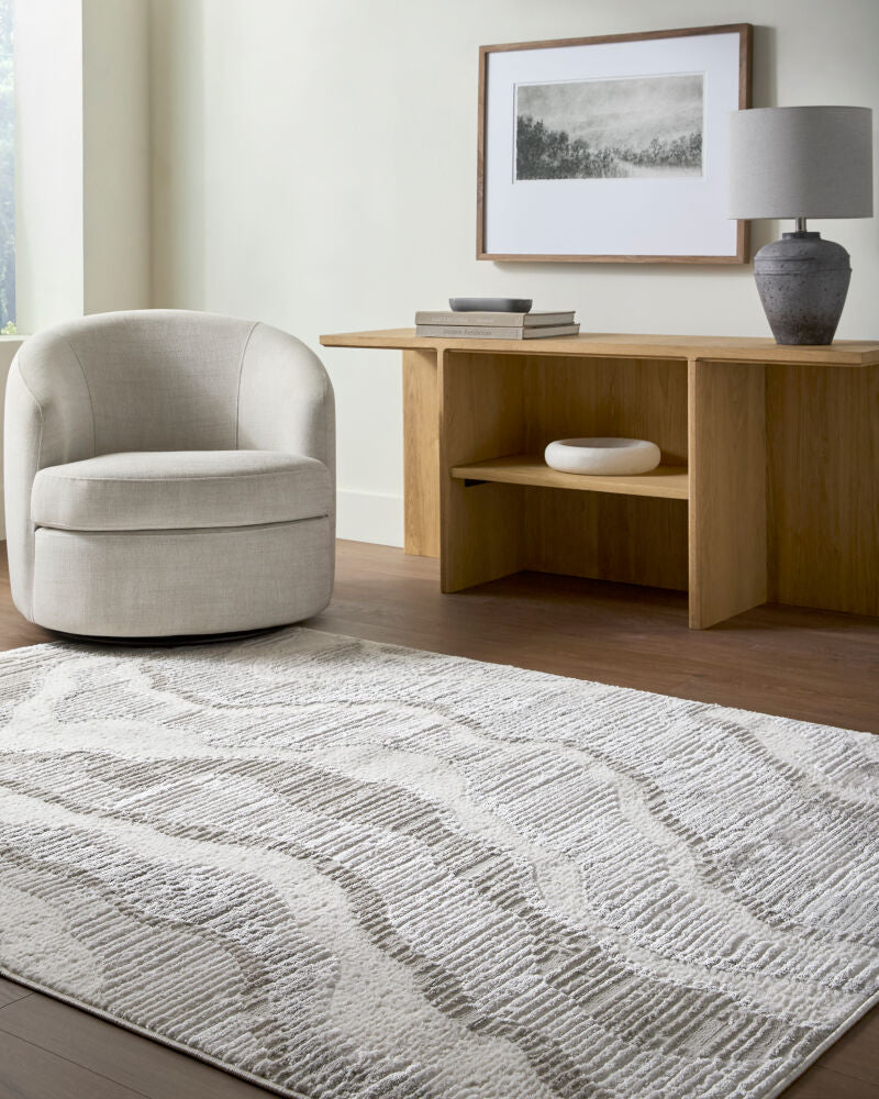 Wolly Cream/White Machine Woven Rug WOY-2307 - roomscene