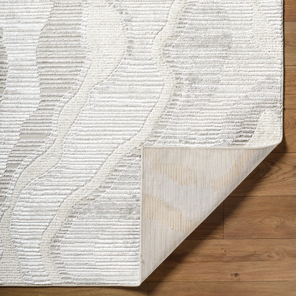 Wolly Cream/White Machine Woven Rug WOY-2307 - fold