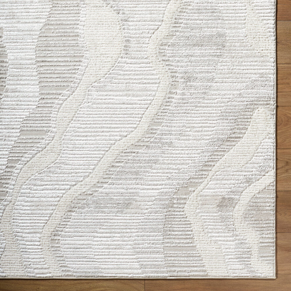Wolly Cream/White Machine Woven Rug WOY-2307 - overhead