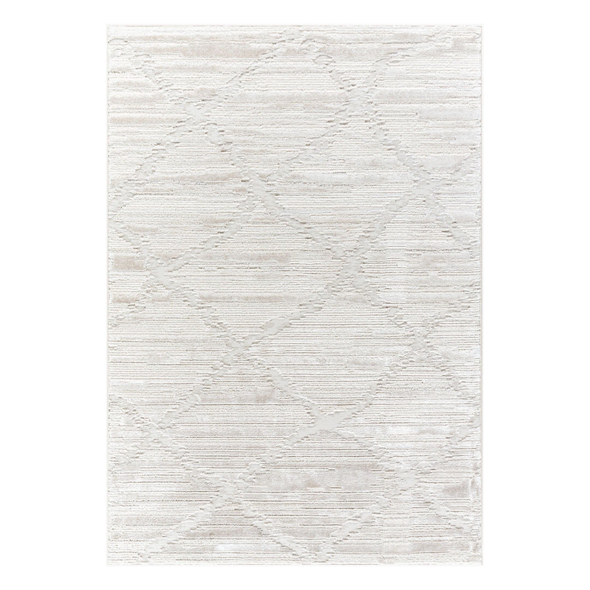 Wolly Cream/White Machine Woven Rug WOY-2308 - 5'3" x 7'