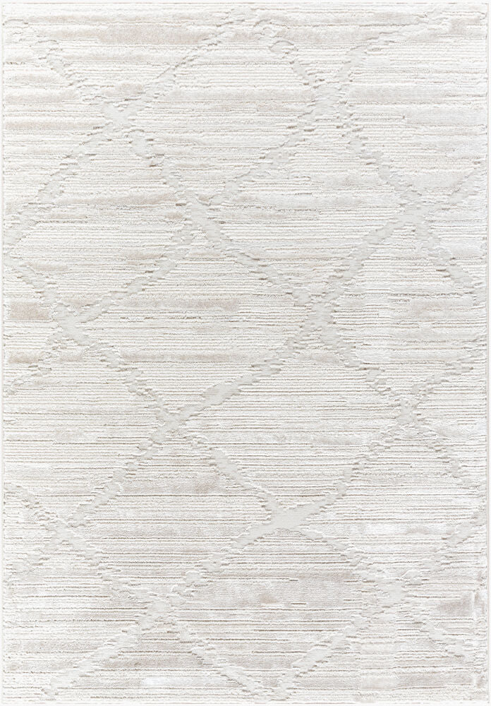 Wolly Cream/White Machine Woven Rug WOY-2308 - 5'3" x 7'